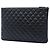 Clutch Chanel Black Large Quilted Lambskin Double Stitch O Case Nero - vista 2