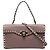 Valentino Bolsa de Aba de Couro Pequena Rosa com Alça Rockstud Dourado