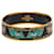 Bracelet jonc en émail noir à imprimé large Hermès 65 Turquoise  - vue 1