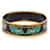 Bracelet jonc en émail noir à imprimé large Hermès 65 Turquoise  - vue 3
