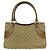 Gucci GG Canvas Leder Tote Bag Braun Beige