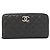 Cartera larga de piel de becerro granulada negra Chanel Negro