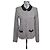 Maje Angorawolle Cardigan Weste Grau Peter Pan Kragen T38 Schwarz