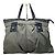 Céline Vintage Celine Nylon Tote mit Lederbesatz Olive Black Grün