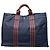 Trim Hermès Tote Vintage Hermes in tela con bordi in pelle Navy Rust Blu navy