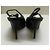Jimmy Choo Slingback con Punta Aperta in Pelle Nera Goffrata Nero - vista 3