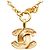 Collana con pendente CC trapuntato placcato oro Chanel Gold Gold D'oro - vista 3