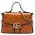 Borsa Gucci Brown Small GG Marmont Matelasse Leather Torchon Top Handle Bag Marrone Caramello