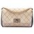 Chanel Beige CC Stitched Camoscio e Pelle di Vitello Single Flap