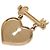 Spilla Chanel Gold CC Placcata Oro con Strass a Cuore, Lucchetto e Chiave D'oro - vista 2