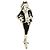 Spilla Chanel 2003 Silhouette Coco XL Metallo Argento Smalto Nero