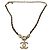 Collana Chanel CC con cristalli e pelle intrecciata Gold hardware
