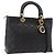 Borsa Christian Dior Lady Dior Canage in pelle di agnello 2way Nero Oro Auth 183708V