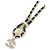 Collana in pelle Chanel AB6719 Nero Bianco D'oro - vista 3
