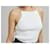 Autre Marque Musier White Ribbed Tank Top with Pearl Straps  - view 3