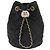 Borsa a secchiello Chanel Black Quilted Velvet Crystal Pearl Crush Nero