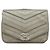 Chanel Bolsa Envelope Flap Data Center em couro de vitelo Chevron prateado com detalhes Small Prata