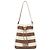 Borsa a coulisse in tela a righe marroni con logo Miu Miu Marrone