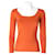 Haut à manches longues à col rond en spandex orange des années 70 Yves Saint Laurent  - vue 1