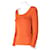 Haut à manches longues à col rond en spandex orange des années 70 Yves Saint Laurent  - vue 3