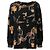 Camicetta Versace 80s in seta nera con stampa floreale e maniche a pipistrello Nero