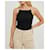 Autre Marque Musier Black Ribbed Knit Top with Pearl Straps  - view 4
