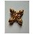 Spilla a farfalla Yves Saint Laurent in metallo dorato e pietre multicolori D'oro Arancione Porpora Turchese - vista 2