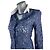 Sandro Paris Top de encaje floral azul marino con cuello blanco contrastado