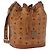 Borsa a Spalla MCM Vicetos Logogram PVC Pelle Marrone Oro Auth 183974 D'oro