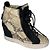 Giuseppe Zanotti Sneakers con zeppa stampa python e pelle nera Nero Beige