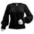 Chanel Strickpullover Schwarz mit Seidenvolant-Bündchen Weiß  - Ansicht 1