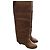 Chanel Botas altas de piel acolchada Castaño - vista 3