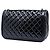 Chanel Black Jumbo Quilted Patent e Lambskin Trimmed Classic Twist Flap Nero - vista 2