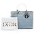 Lady Dior in denim blu, grande, con manici in acrilico Cannage di Dior - vista 7