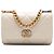 Wallet On Chain Carteira com corrente Chanel 19 em couro de cordeiro acolchoado marrom Bege