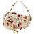 Borsa a tracolla Christian Dior Saddle in pelle 2way White Gold Auth 181753SAM Bianco D'oro - vista 13