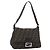 FENDI Borsa a Spalla Mamma Baguette in Tela Zucca Nero Marrone Argento Auth 183864SAM