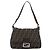 FENDI Borsa a Spalla Mamma Baguette in Tela Zucca Nero Marrone Argento Auth 183864SAM - vista 13
