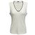 Top de algodón elástico acanalado blanco Brunello Cucinelli con detalle de cadena Monili