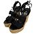 Saint Laurent Jewell Espadrilles con zeppa in camoscio - Nero 37.5 Marrone chiaro