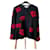 Yves Saint Laurent Cardigan en Laine Noire à Fleurs Rouges  - vue 1