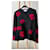 Yves Saint Laurent Cardigan en Laine Noire à Fleurs Rouges  - vue 2