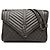 Saint Laurent College Tasche aus grauem Triquilt-Schafsleder mit Monogramm, Größe Large