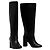 Autre Marque Sisley Botas altas de cuero negro con tacón de bloque
