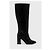 Autre Marque Sisley Botas altas de cuero negro con tacón de bloque - vista 2