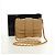 CHANEL Bolsa de Ombro com Corrente em Pele de Cordeiro Bege Ouro CC Auth 182904SAV Dourado - vista 12
