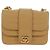 CHANEL Bolsa de Ombro com Corrente em Pele de Cordeiro Bege Ouro CC Auth 182904SAV Dourado - vista 13