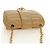 CHANEL Bolsa de Ombro com Corrente em Pele de Cordeiro Bege Ouro CC Auth 182904SAV Dourado - vista 6
