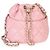 Borsa bucket Chanel in agnello trapuntato rosa con coulisse e perle