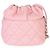 Borsa bucket Chanel in agnello trapuntato rosa con coulisse e perle - vista 2